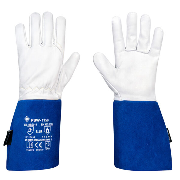 PSW-1150 Blue Rękawice spawalnicze do TIG, niebieski mankiet