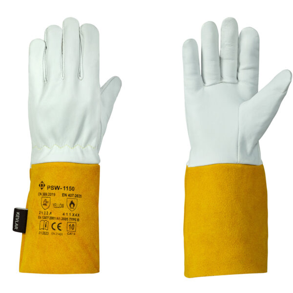 PSW-1150 Yellow Rękawice spawalnicze do TIG, żółty mankiet