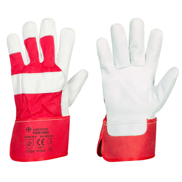 PSW-8080 Hardstone Rękawice monterskie ze skóry koziej, czerwone
